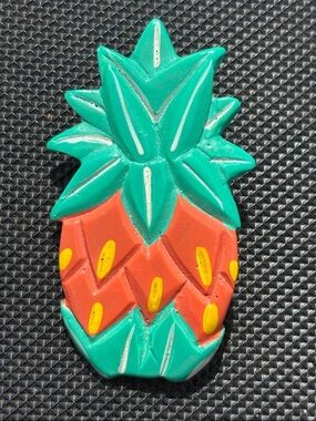 Coton Colors “Happy Everything” Pineapple Resin Brooch - Teal Coral Yellow